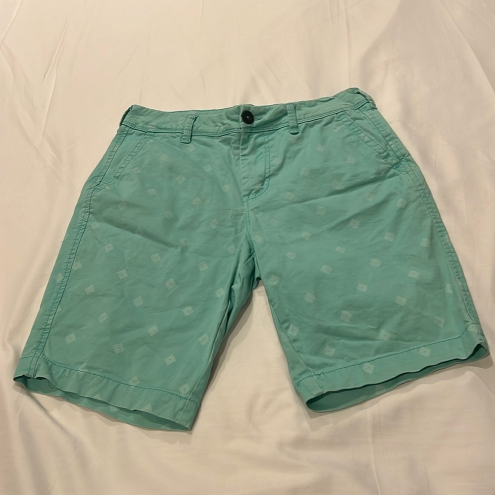 AEROPOSTALE MENS CHINO SHORTS, MINT GREEN & WHITE 27"W